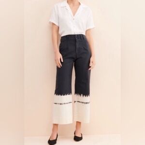 Anthropologie Fatima Dip-Dyed Wide-Leg Pants Black 26